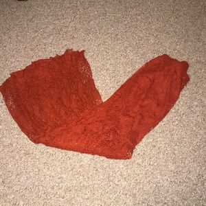 🔴Orange Lace Maxi Skirt